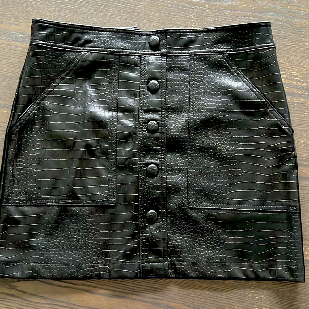 Catherine Malandrino Black Leather Skirt Size 8
